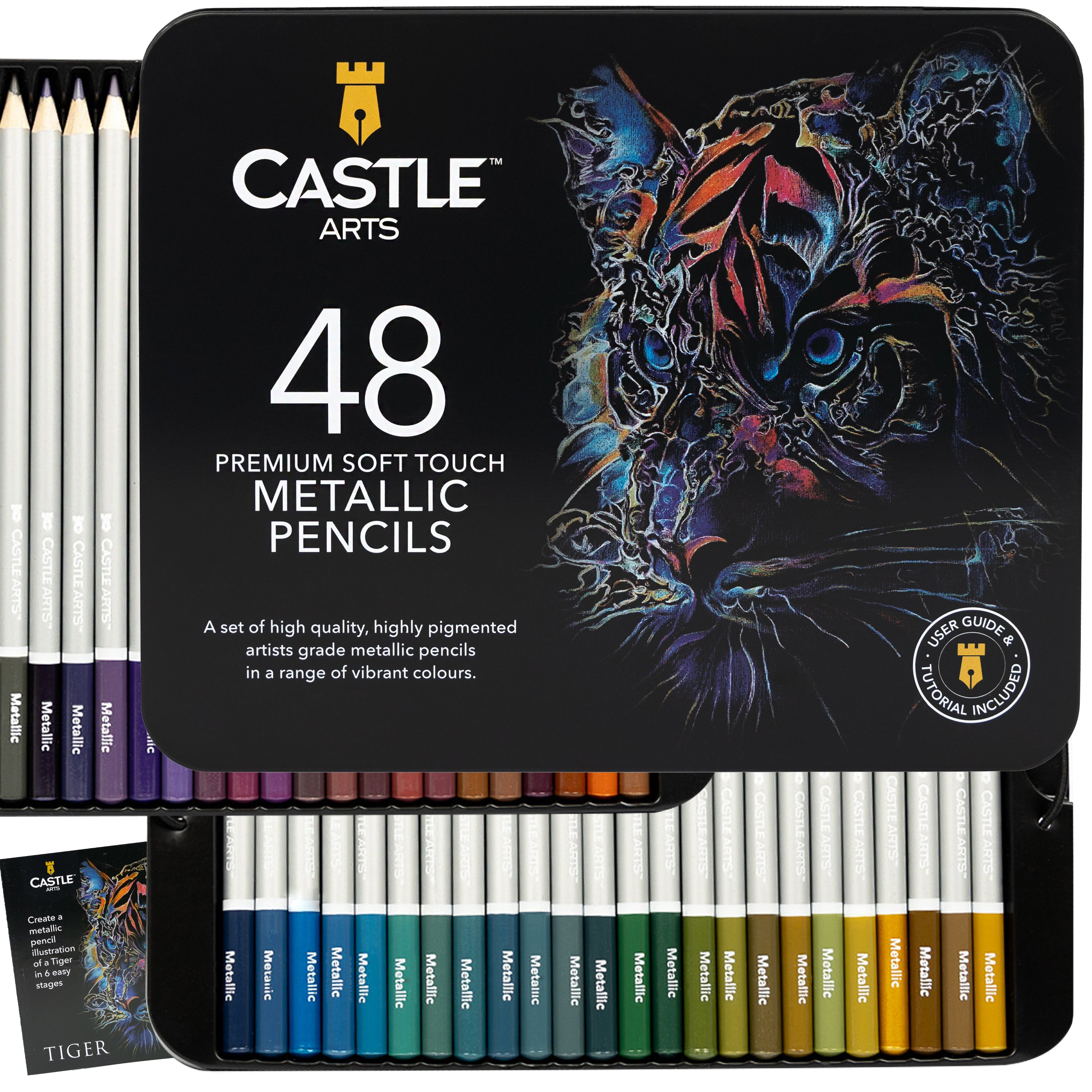 48 Piece Metallic Coloured Pencil Set in Display Tin