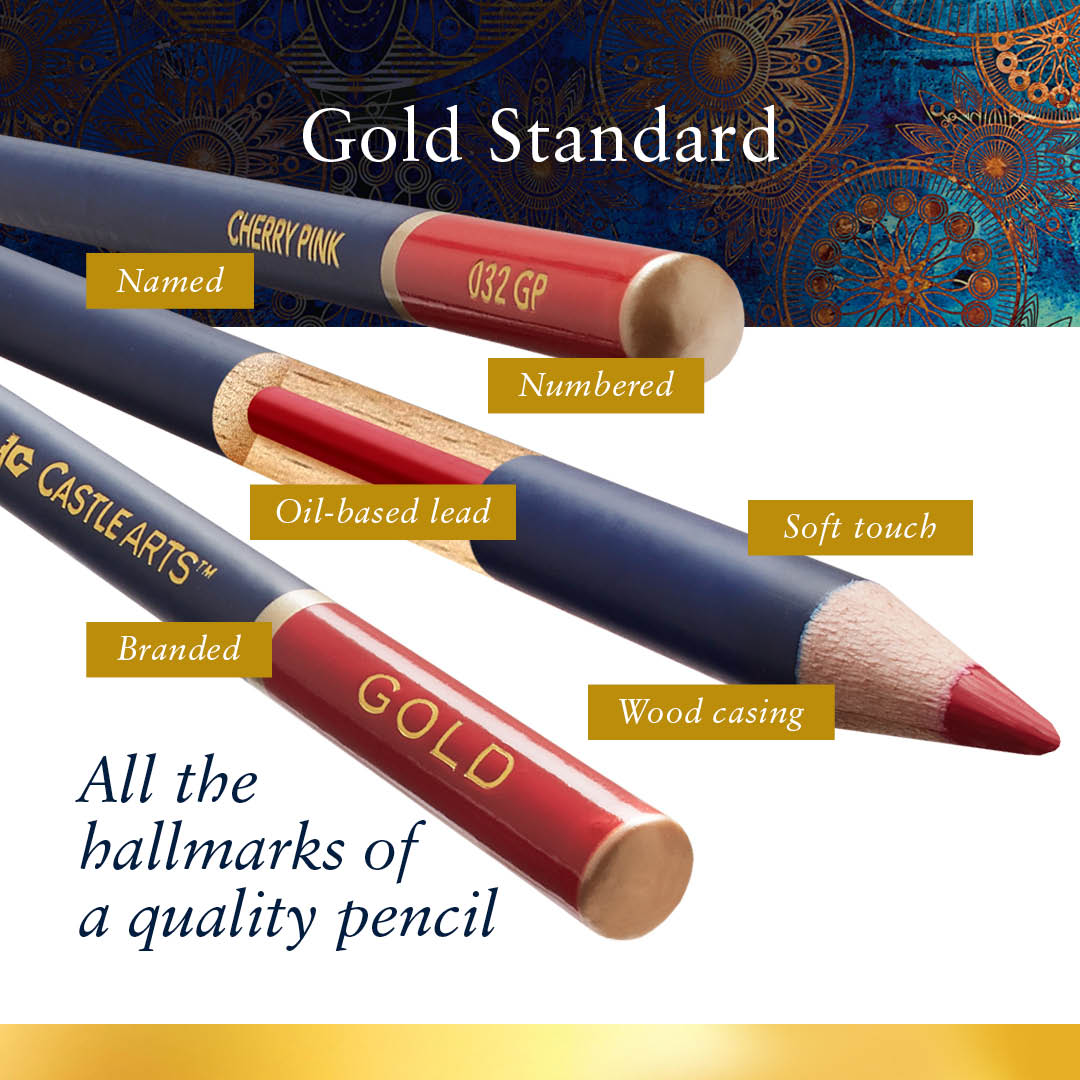 72 pièces <tc>Castle Gold</tc> Coffret de crayons de couleur dans un étui zippé