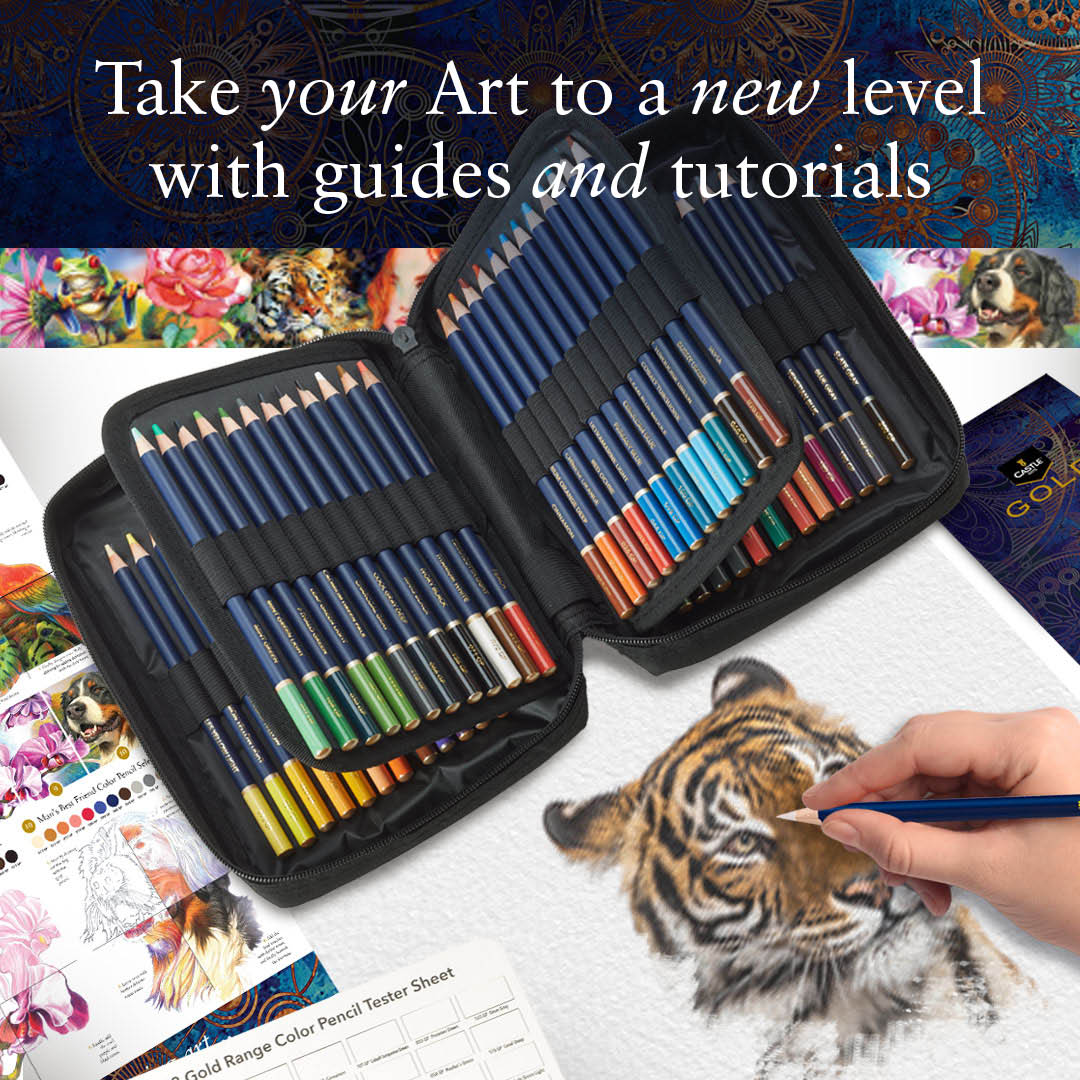 72 pièces <tc>Castle Gold</tc> Coffret de crayons de couleur dans un étui zippé