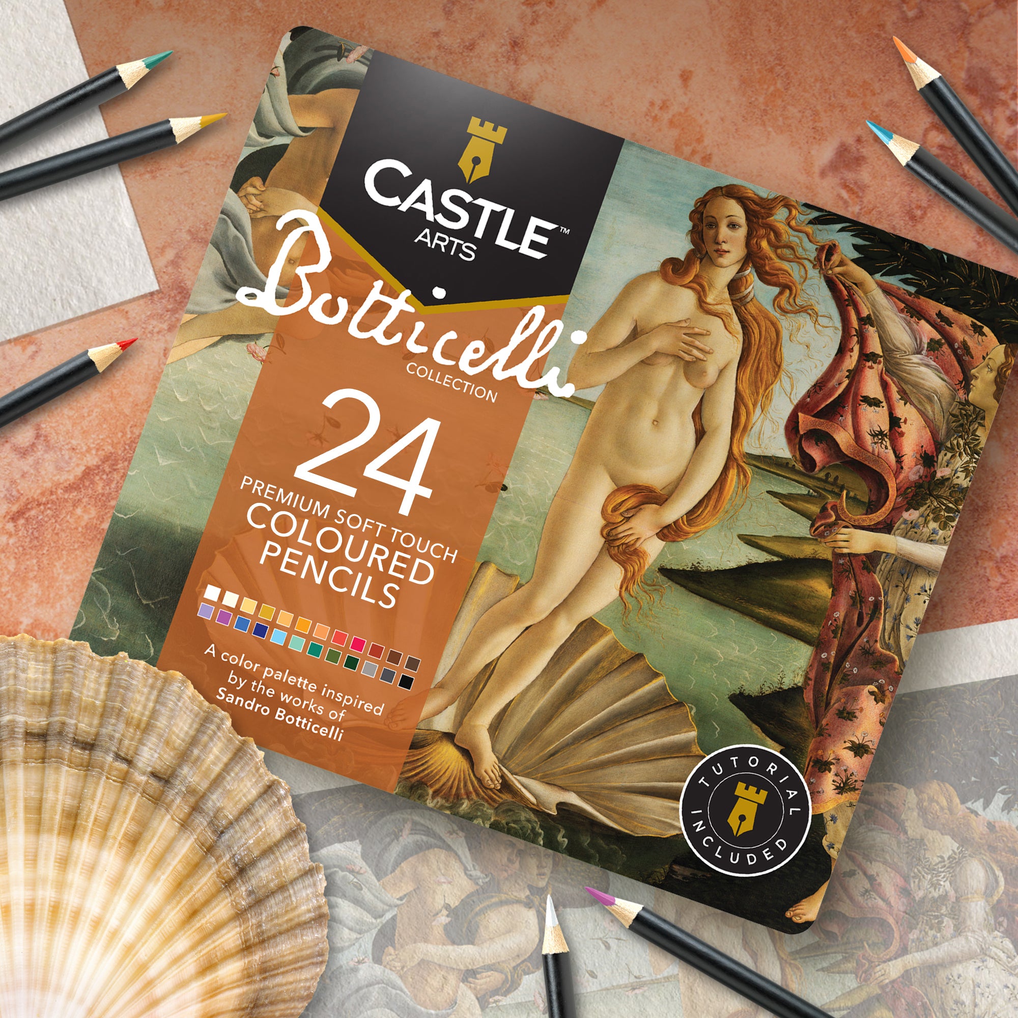 Ensemble de crayons de couleur botticelli 24 pièces dans l'étin d'affichage