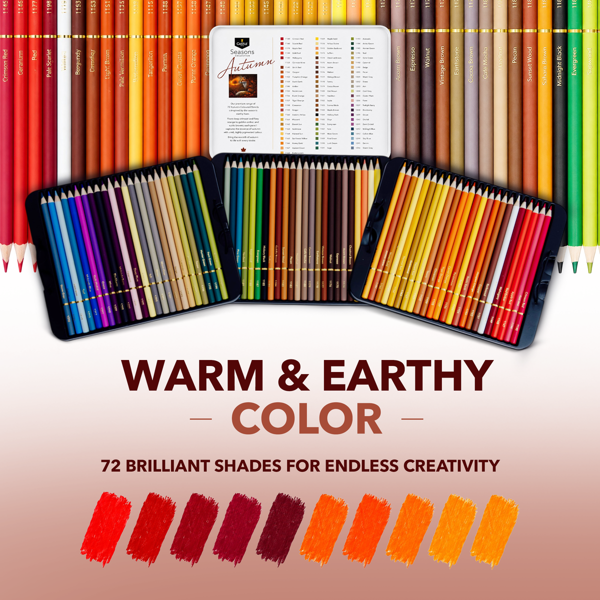 72 Piece Autumn Coloured Pencil Set in Display Tin