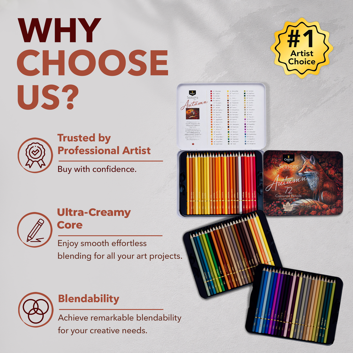 72 Piece Autumn Coloured Pencil Set in Display Tin