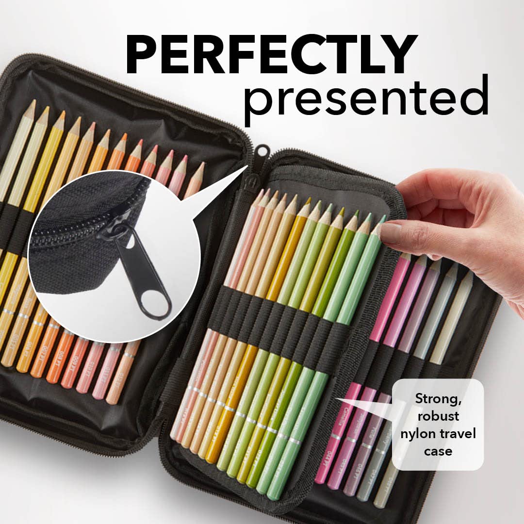 Crayon de couleur pasteltint de 50 pièces ensemble dans un boîtier zippé