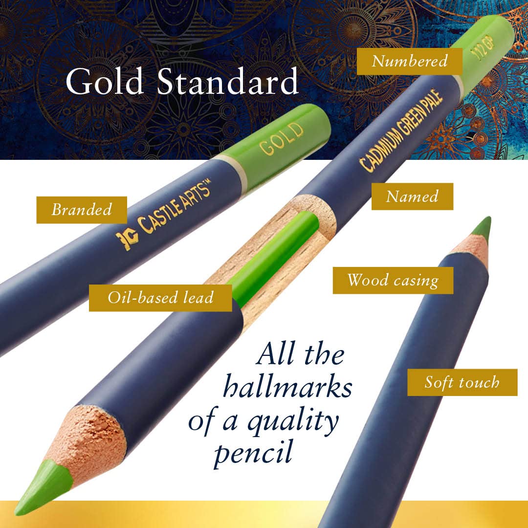 120 pièces <tc>Castle Gold</tc> Coffret de crayons de couleur dans un étui zippé