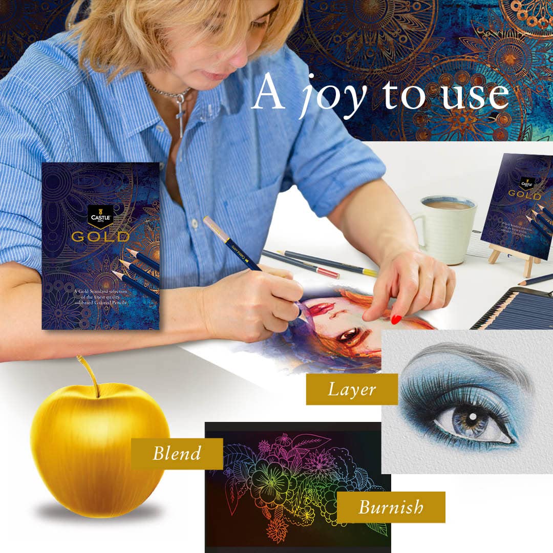 120 pièces <tc>Castle Gold</tc> Coffret de crayons de couleur dans une boîte de présentation