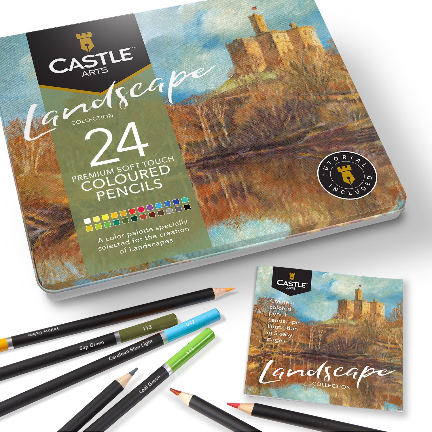 Des crayons de couleur paysage 24 pièces ensemble dans l'étin