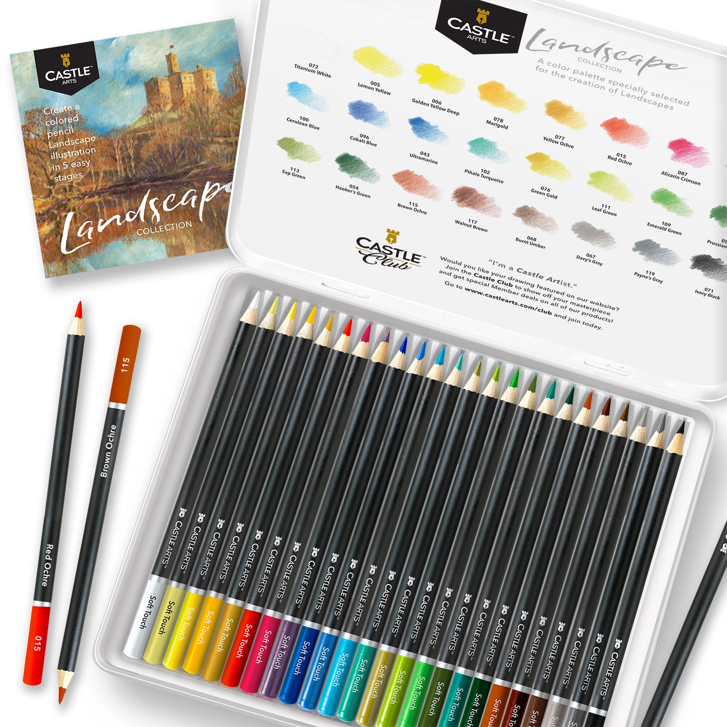 Des crayons de couleur paysage 24 pièces ensemble dans l'étin