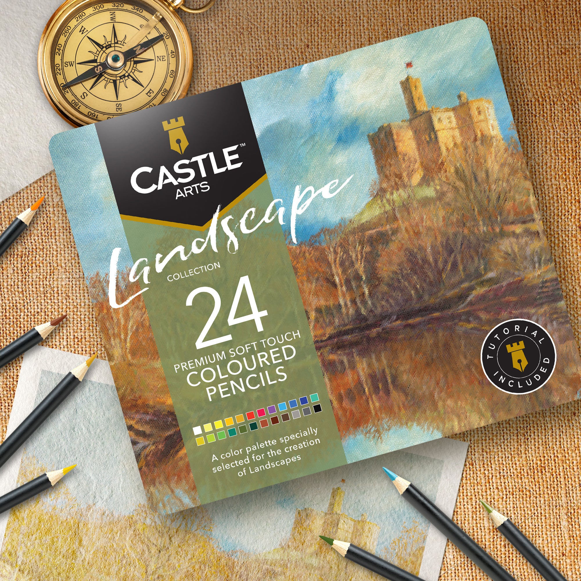 Des crayons de couleur paysage 24 pièces ensemble dans l'étin