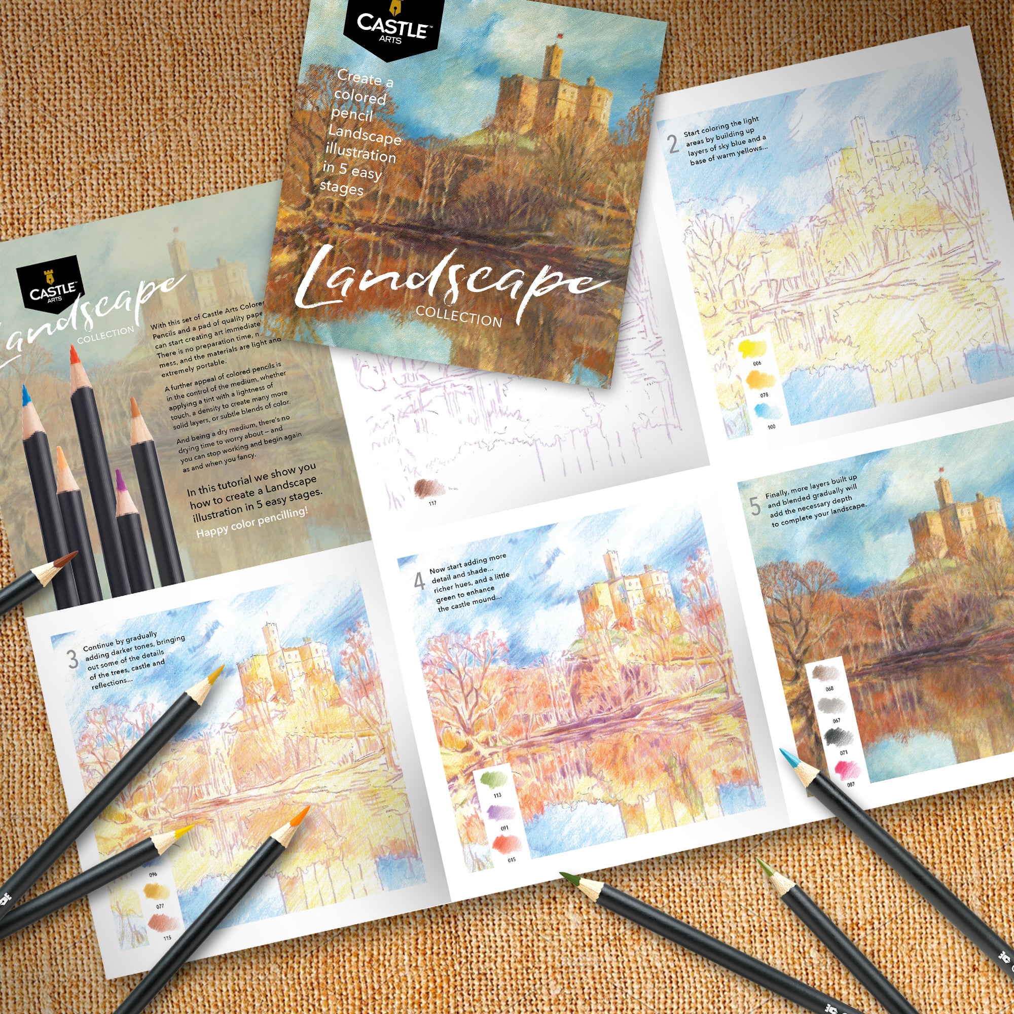 Des crayons de couleur paysage 24 pièces ensemble dans l'étin