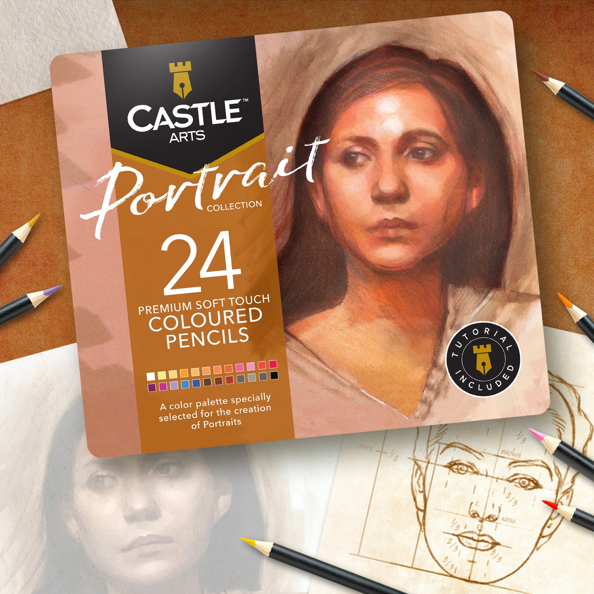 Crayon de couleur portrait de 24 pièces dans l'écran de l'affichage