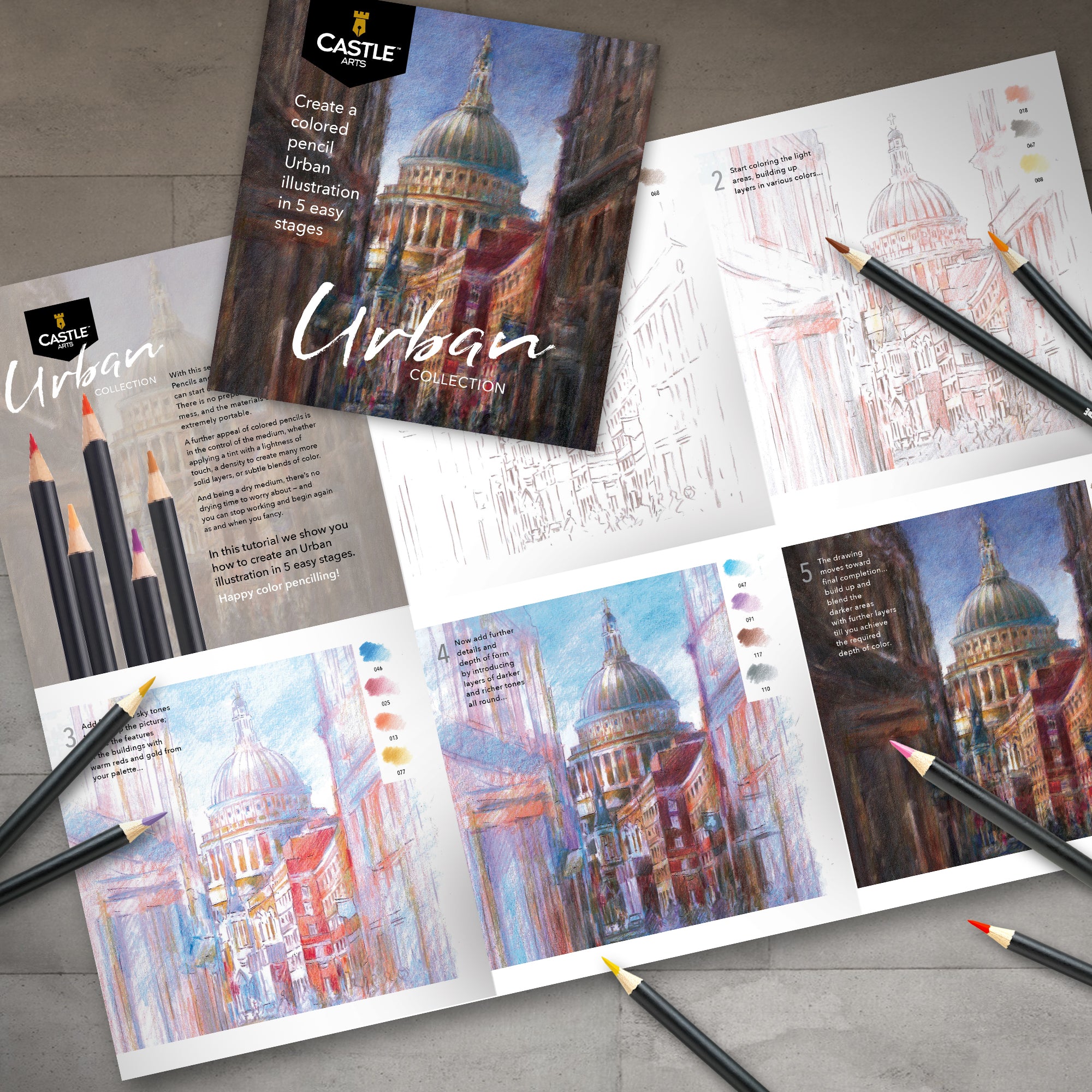 Des crayons de couleur urbaine de 24 pièces dans l'étain d'affichage