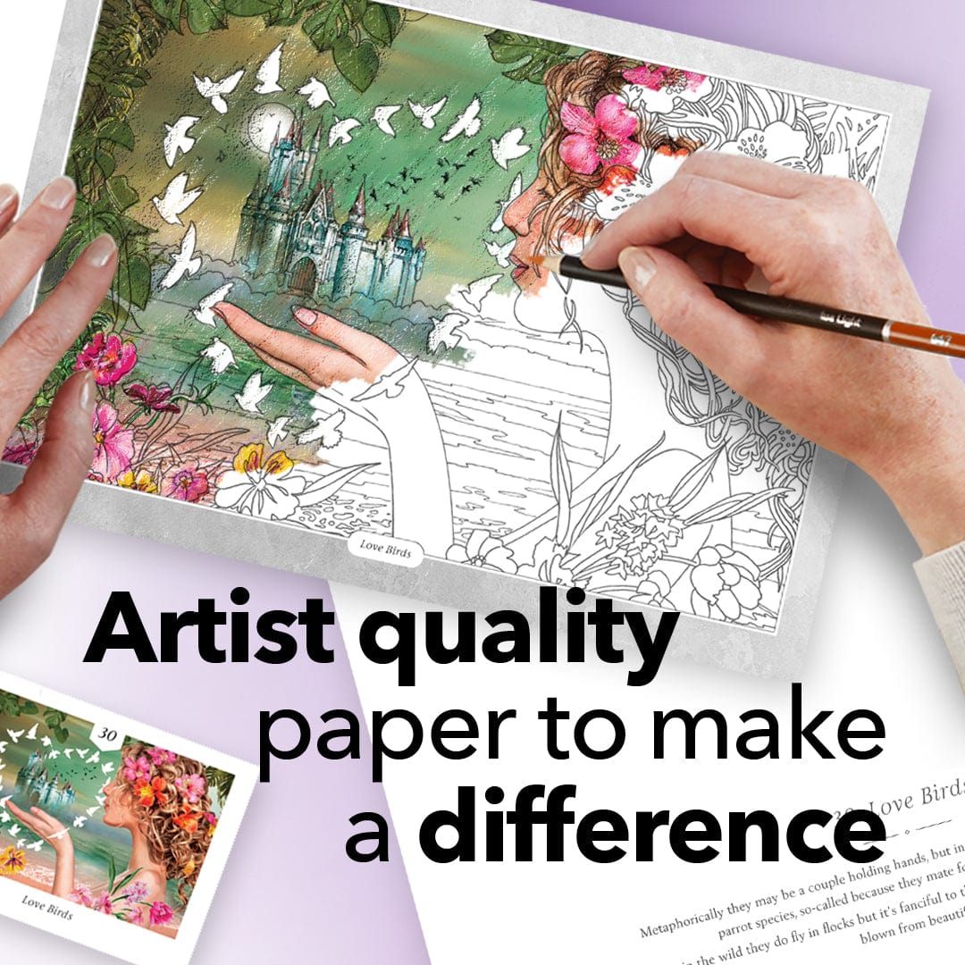 144-teilige Harmonische Buntstifte in der Dose & 72-seitiges Malbuch-Bundle