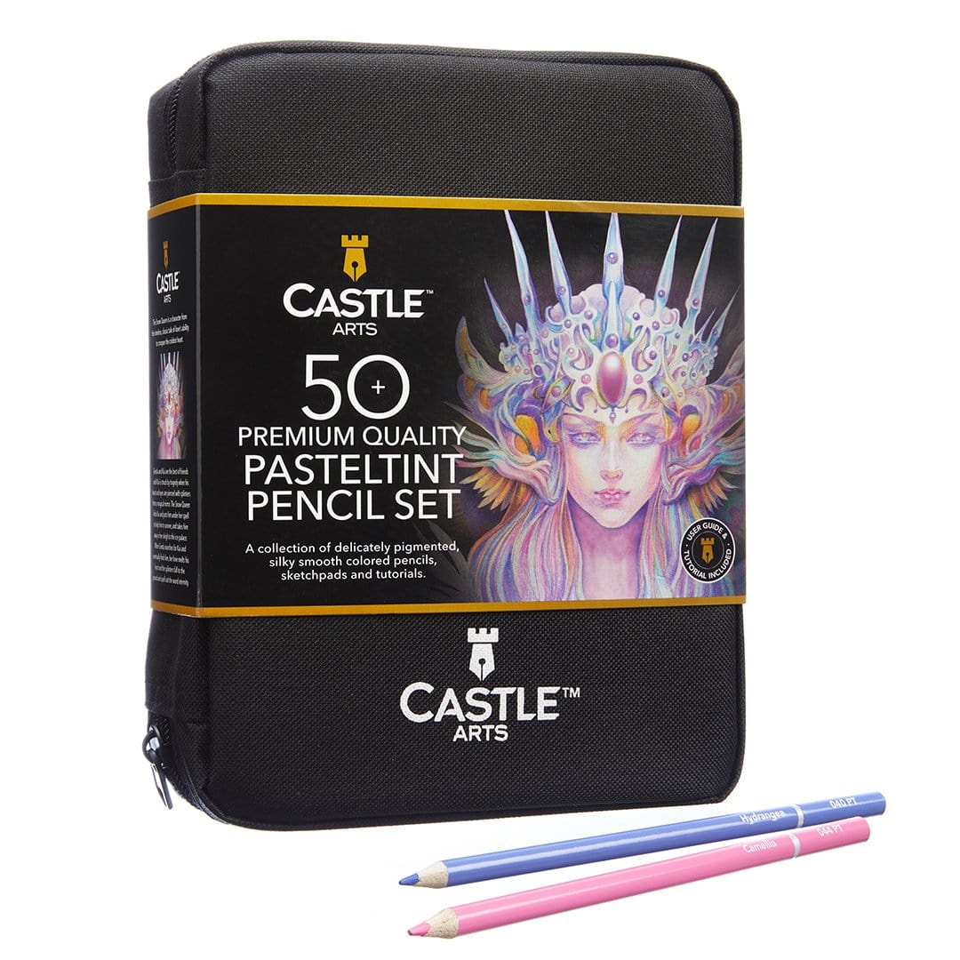 Crayon de couleur pasteltint de 50 pièces ensemble dans un boîtier zippé