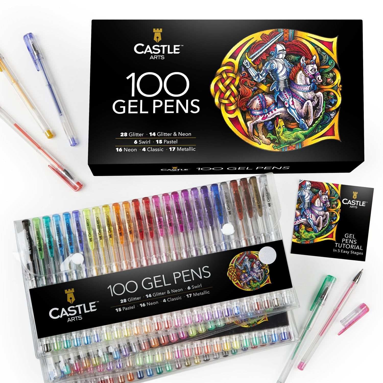 100 Pezzi Set Di Penne Gel Con Custodia