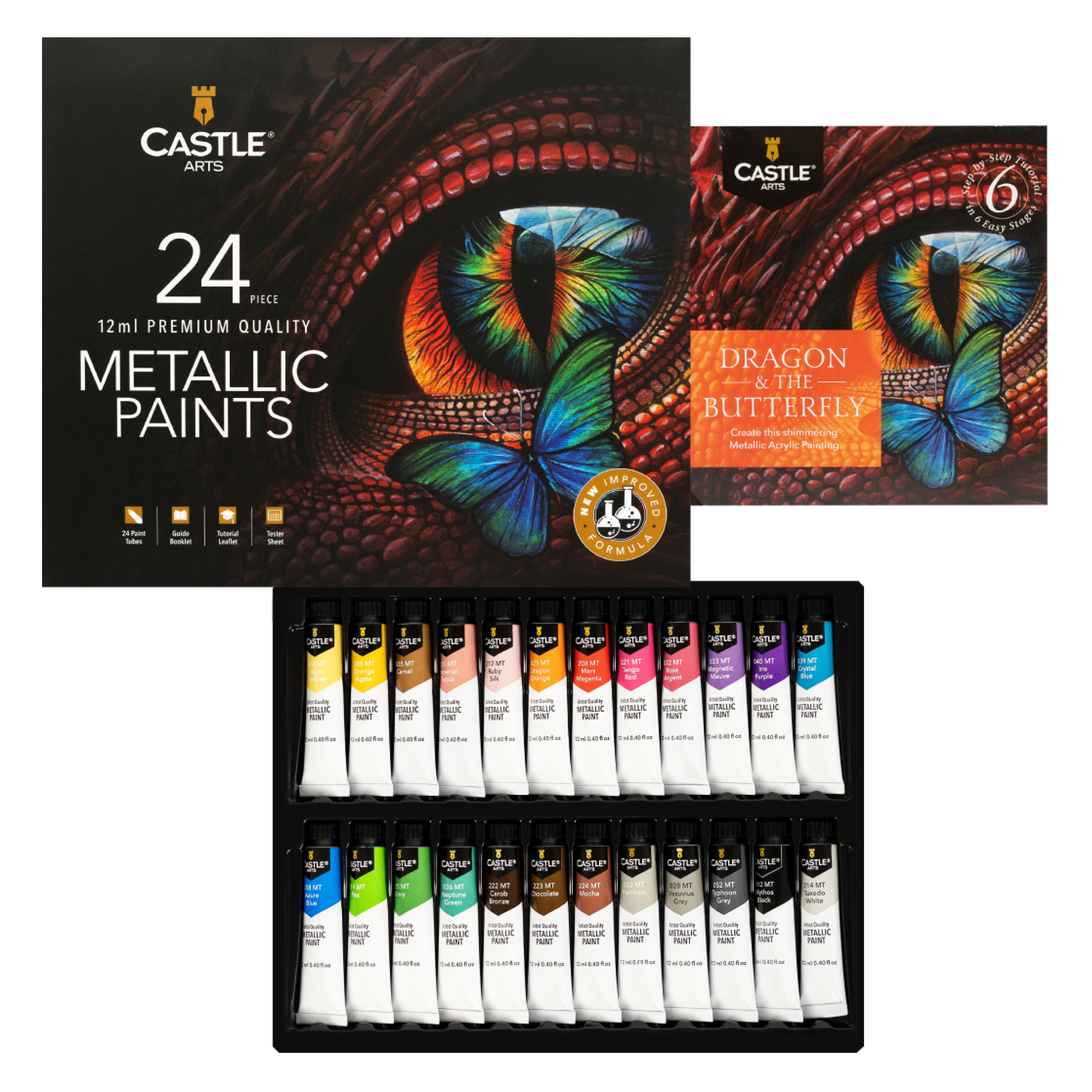 24 Teiliges Metallic Acrylfarben Set