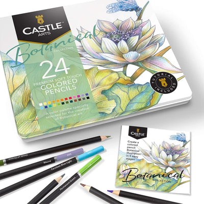24 Teiliges Botanischen Buntstift Set und 2 Skizzenbücher im Künstlerpaket