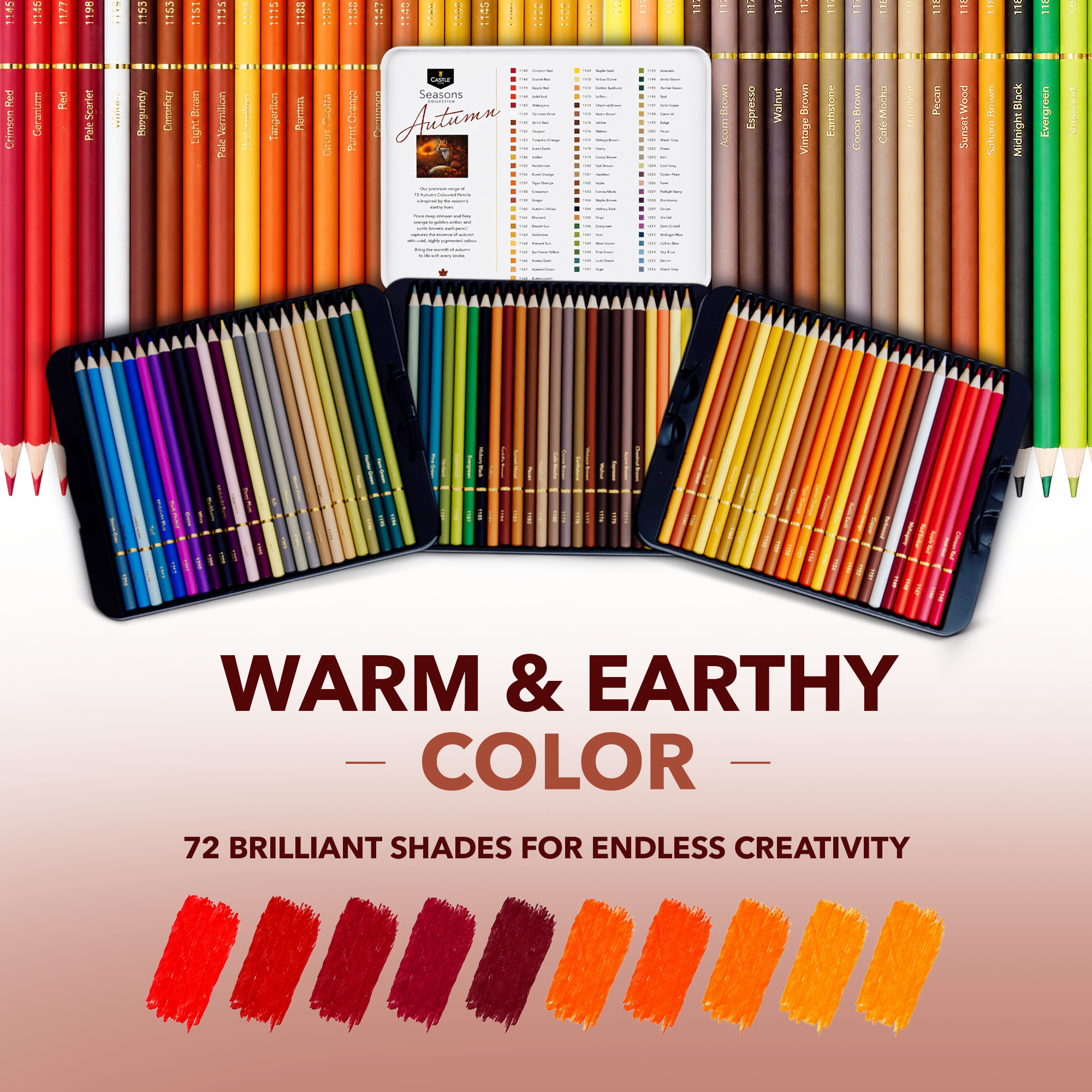 72 Piece Autumn Coloured Pencil Set in Display Tin