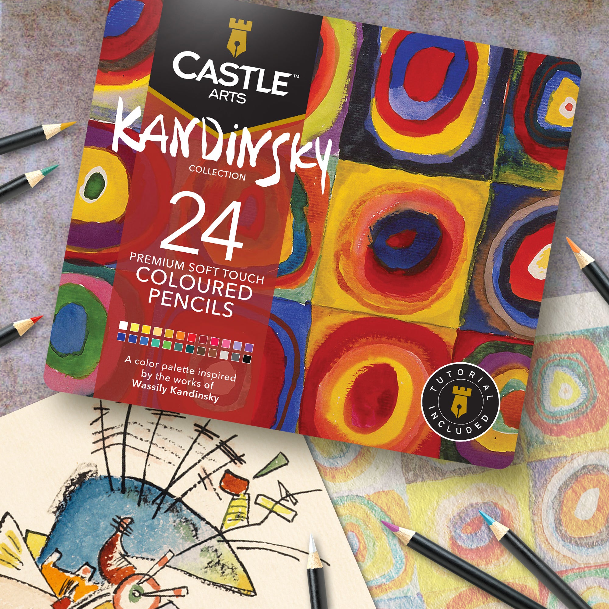 Set di matite colorate Kandinsky da 24 pezzi in espositore di latta