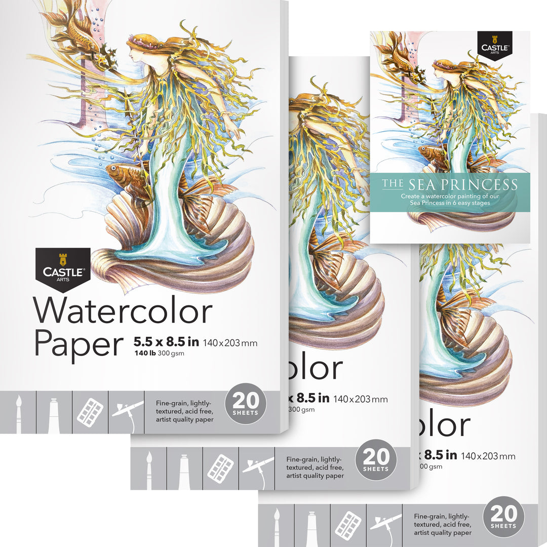 60 Blatt Aquarell-Papierblöcke 5.5" x 8.5"