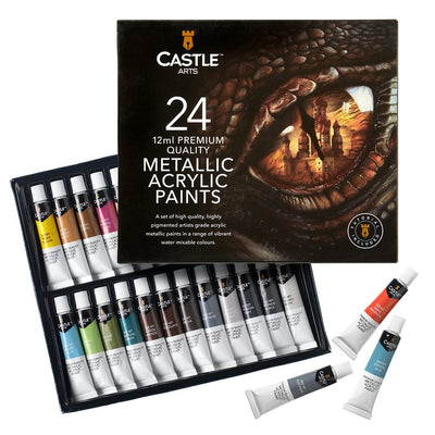 24 Teiliges Metallic Acrylfarben Set