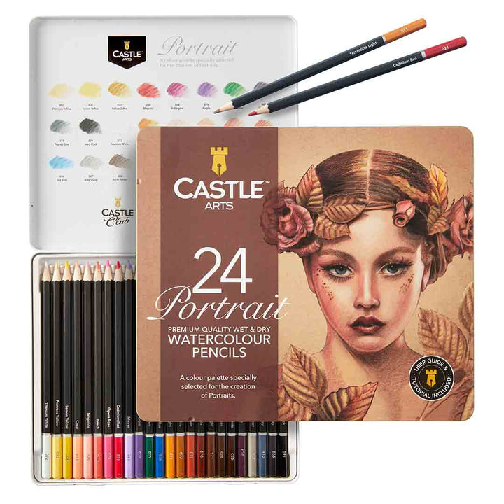 24 Piece Portrait Watercolour Pencil Set in Display Tin
